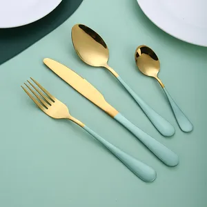 Stainless Steel Custom Gold Cutlery Colored Handle Flatware Sets