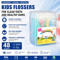 Fil dentaire pour enfants, emballé individuellement, design animalier de dessin animé, glisse en douceur, pour l'hygiène buccale quotidienne des enfants