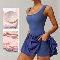 Robe de tennis et padel élégante pour femme, avec logo personnalisé, dos en U, 2-en-1, à bretelles, coupe bouffante, grande taille, extensible dans les quatre sens, en Spandex/Polyester