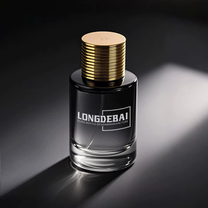 Custom Clear Crimp Cylinder Shape Perfume Spray <b>Bottle</b> 30ml 50ml Luxury Empty Glass Perfume <b>Bottle</b> With Gold Cap - Product Image 1