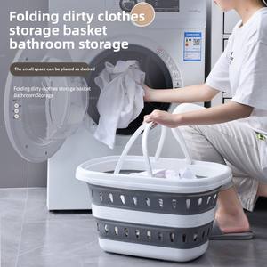 Panier à linge sale pliable bleu avec poignée pour la salle de bain domestique, vente directe d'usine - Product Image 6