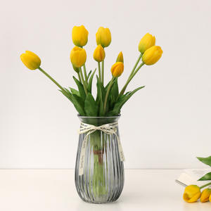 Лидер продаж от производителя, искусственный мягкий клей, латекс, 5 головок, тюльпан, букет, ручное ощущение, настоящий тюльпан, искусственные цветы для свадьбы - Product Image 5