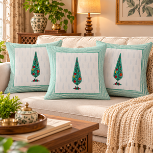 Coussins décoratifs en coton faits à la main avec motifs imprimés au bloc, doux et respirants, pour la décoration intérieure moderne - Product Image 2