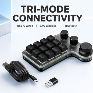 Teclado Mecánico Inalámbrico SIKAI de 12 Teclas y 3 Perillas Programables con Macros, 2.4G USB-C RGB <span class=keywords><strong>Mini</strong></span>, <span class=keywords><strong>para</strong></span> Edición - Product Image 2