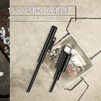Câble de charge USB Type-C PD à angle droit 15V en gros, conducteur en cuivre pur tressé pour Microsoft Surface Pro/Go/Ordinateur portable, gaine en PVC