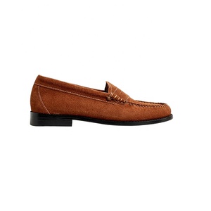 Prezzo di fabbrica degli uomini Penny scarpe marrone Slip on pelle scamosciata mocassini per gli uomini - Product Image 3