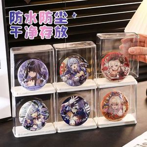 Anime Badge <b>Storage</b> <b>Box</b> Transparent <b>Stackable</b> Display Case With Lid Desktop Organizer For Collectible Pins And Merchandise - Product Image 1