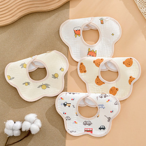 Bavoir pour bébé garçon en pur coton, imperméable, anti-bave, pour nouveau-né, à motif dessin animé, en forme de fleur, à pétales en crêpe, transfrontalier - Product Image 5