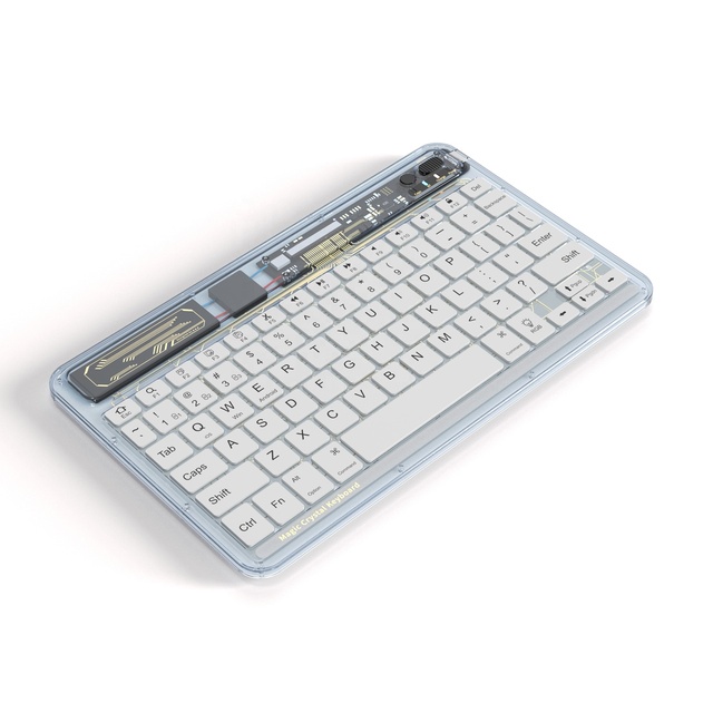 Slim 7 Colors Backlit Keyboard Rechargeable Wireless Transparent Keyboard for Tab iPad Smartphone Android IOS Windows Devices