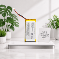 Batería de Polímero de Litio Recargable de 3.7V 10000mAh 1160110, Celda de Li-Polímero de 11x60x110mm con Conector, Suministro de Fábrica