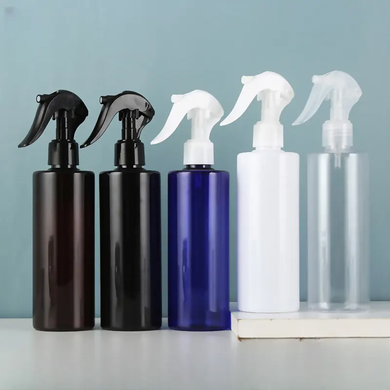 Water Liquid Room Sanitizer Bottle Flat Shoulder Round Transparent Trigger 300ml Plastic Spray Bottle