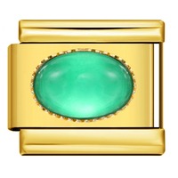 Nouveau bracelet modulaire italien doré et argenté, subtilement orné de pierres ovales colorées, bracelet DIY en acier inoxydable soudé style goutte d'eau