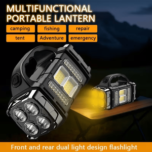 ไฟฉาย LED ชาร์จไฟได้ FD053 สว่างพิเศษ กันน้ำ สำหรับตั้งแคมป์ พลังงานแสงอาทิตย์ ชาร์จผ่าน USB ตัวเครื่องทำจาก ABS มาตรฐาน IP65 ความสว่าง 500 ลูเมนส์ - Product Image 4