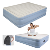 Lit de matelas pneumatique gonflable surélevé Premium Queen Size 203x152x46cm avec surface floquée à pompe intégrée pour un usage domestique intérieur