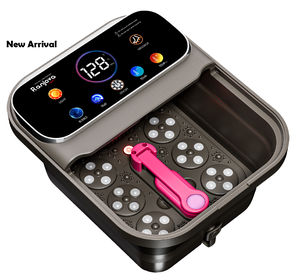 Masseur de pieds électrique portable multifonctionnel avec cordon, fonction de chauffage par bulles, lumière rouge, contrôle de la minuterie, marque OEM gratuite - Product Image 1