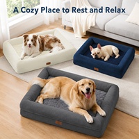 Coussin pour chien rectangulaire en velours cristal, imperméable, avec mousse orthopédique alvéolée, taille personnalisée, vente en gros usine