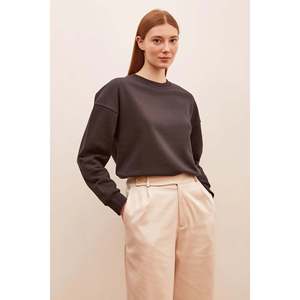 Sudadera de Cuello Redondo para Mujer, Tejida, Manga Regular, Color Antracita - Product Image 3