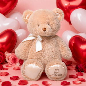 Simpatico Orsacchiotto Peluche 'Il Mio Miglior Amico' con Fiocco in Raso per Regalo di San Valentino - Product Image 1
