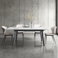 Nordisches Luxus-Esstisch-Set mit Ausziehbarem Klappbarem Metalltisch und Stühlen, Eisenrahmen, Modernes Design für Kleine Wohnungen, Rechteckige Platte
