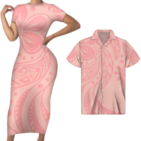 Robe d'été tendance pour femme, motif floral tribal polynésien blanc, élégante, pour fille, sur mesure, grande taille, assortie à une chemise pour homme