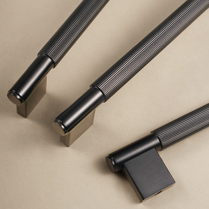 DOOROOM 4 Sizes Available Matte Black H59 Brass Cabinet <strong>Door</strong> Handles Knurled Drawer Pulls for Furniture - Product Image 5