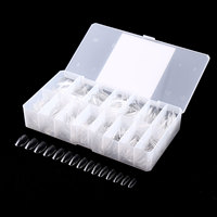 Hanyi 750 pièces de pointes d'ongles rondes de qualité supérieure, couverture complète, 15 tailles, extensions d'ongles en gel à faire tremper, étiquette privée OEM