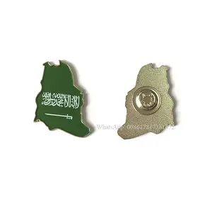 Bros Arab Saudi, Lencana Bros Bendera dan Desain Peta Pin Kerah Logam dengan Logo Cetak