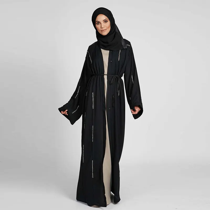 Abito musulmano tinta unita moda Abaya a Dubai abbigliamento islamico per Maxi abiti da donna