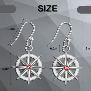 Vintage Antique <b>Silver</b> Plated Antique Bronze Plated SKZ Eight-pointed Star Earrings for Women - Product Image 5