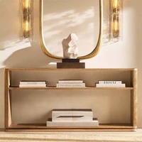 Console de rangement scandinave haut de gamme à deux compartiments, coins arrondis, base sur socle, pour entrée, personnalisable OEM/ODM