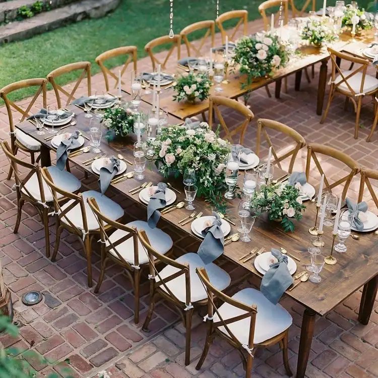MORE DESIGN Hotel Furniture Long Wood Top Dinner Dining Wooden Folding Outdoor Party Event Wedding Banquet Table