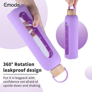 Chai Nước Thủy Tinh 32Oz Có Bút Đánh Dấu Thời Gian, Chai Nước Có Ống Bọc Silicon Và Nắp Tre, Chai Nước Thủy Tinh Tái Sử Dụng - Product Image 5