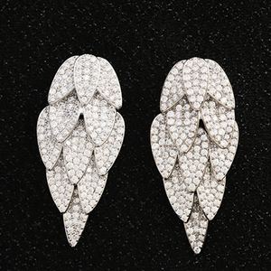 Hibride Fashion Leaf Wing Multicolor Stud Earrings for Women Wedding Party Cubic Zirconia Dubai Bridal Jewelry Bijoux Femme E-72 - Product Image 1