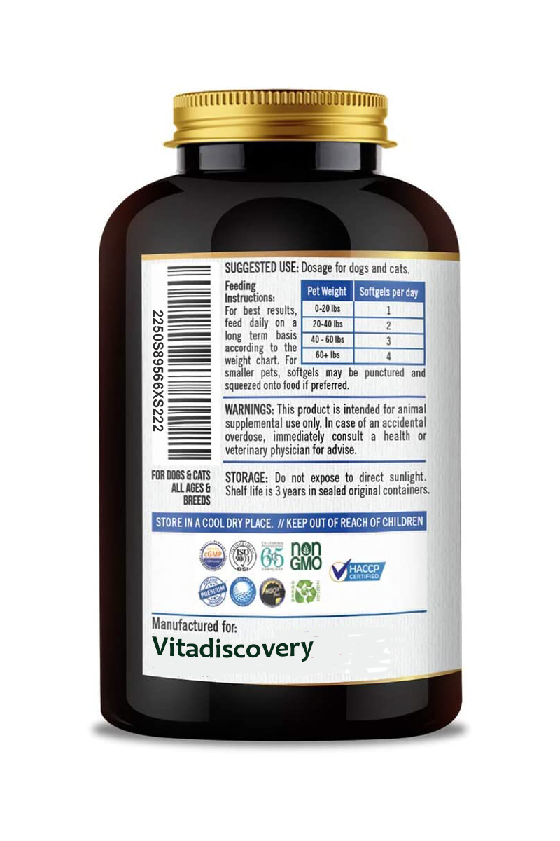 Мягкие капсулы с рыбьим маслом для собак, Повседневная добавка для кошек, Омега 3, мягкие капсулы с рыбным маслом для собак