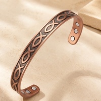 Bracelet jonc ouvert vintage en cuivre pur à 99 %, forme cœur magnétique, aimant puissant, réglable, unisexe, bijou de santé, cadeau pour adultes