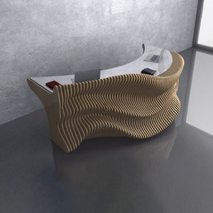 Escritorio de recepción de trabajo de madera de alta calidad profesional Q217, diseño de rebanada en forma de I para oficina, salón moderno, gimnasio dental, hoteles, escuelas - Product Image 4