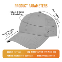 Casquette de golf 6 panneaux personnalisée avec logo, imperméable, séchage rapide, perforations découpées au laser, respirante, pour le sport et l'extérieur