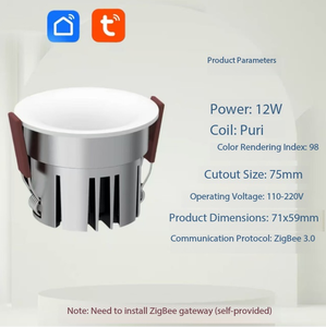 Foco Inteligente Tuya Smart Spotlight Arc, Empotrable sin Marco, Regulable, Ajuste de Color, Control Remoto ZigBee, Integración de Control por Voz, 95mm - Product Image 3