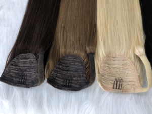 Support OEM/ODM – Extension de queue de cheval bouclée en cheveux humains Remy 100 % indiens, à clipser, <span class=keywords><strong>marron</strong></span> foncé, qualité supérieure, en vrac - Product Image 4