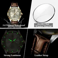 Montre pour homme de style original, boîtier en acier inoxydable, bracelet en cuir, cadran à chiffres romains, lumineuse, étanche, pour les affaires