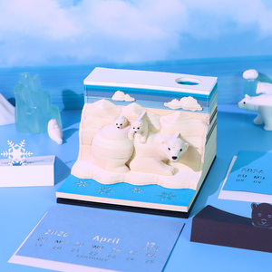 Bloc-notes 3D calendrier personnalisé ours <span class=keywords><strong>polaire</strong></span> bloc-notes décoration de bureau signet Animal mignon papeterie anniversaire cadeau de noël pour les enfants - Product Image 4