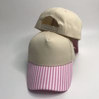 Casquette de baseball unisexe respirante à rayures et patchwork, style transfrontalier, protection solaire, type camionneur, 5 panneaux, réglable