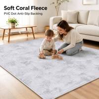 Tapis de sol en polaire corail avec dos antidérapant, bordure étroite, tapis décoratif pour salon et chambre à coucher