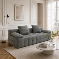 Zeitgenössisches Italienisches Tufted Dreisitzer-Sofa aus Anthrazit-Stoff, Vakuumverpackt, für Villa, Wohnzimmer, Hotel-Lounge