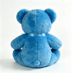 Customized Blue Teddy <b>Bear</b> Plush - Soft Fluffy Stuffed Animal with Matching Satin Bow, <b>Cute</b> Classic Toy for Kids & Nursery - Product Image 3