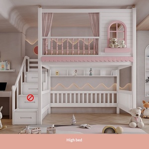 Letto a Castello in Legno Massello <span class=keywords><strong>per</strong></span> Bambine, Modello Castello dei Sogni, Colore Rosa, con Sponda Alta, Doppio Strato, Spazio di Stoccaggio e Personalizzabile - Product Image 6