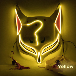 หน้ากากจิ้งจอก LED เรืองแสง PVC ครึ่งหน้า หน้ากากแมว สำหรับงานเรฟ คอสตูม อนิเมะ งานแฟนซี งานเทศกาล ปาร์ตี้ คอสเพลย์ อุปกรณ์ประกอบฉากสำหรับฮาโลวีน - Product Image 6