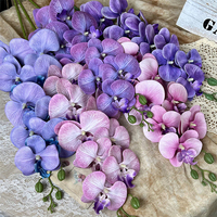 Vente en gros de fleurs d'orchidées artificielles de plusieurs couleurs, rose, violet, fausse tige de fleur de phalaenopsis, 9 têtes en soie pour décoration de mariage à la maison