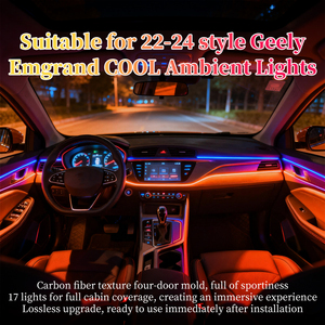 Kit d'éclairage d'ambiance intérieur 12V pour Geely Binray <span class=keywords><strong>2022</strong></span>-2024, 17 lumières couleur fantôme, style moulé, sans perçage, ensemble de rétrofit pour habitacle - Product Image 3
