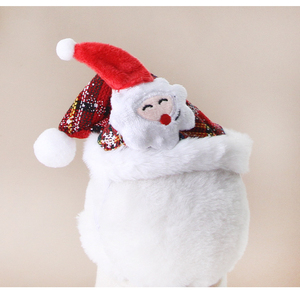 Conjunto de gorro, capa y collar navideños para mascotas, con diseño a cuadros, parche de felpa de Papá Noel, ribete de dulces y correa elástica para la barbilla, para gatos, gatitos, cachorros pequeños y perros - Product Image 6